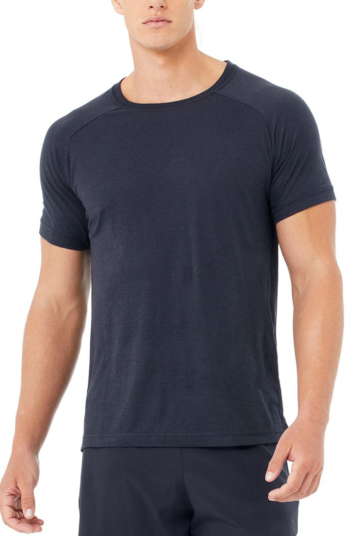 Black Alo Yoga The Triumph Crew Neck Tee Men's Short Sleeve | 41790ORHQ