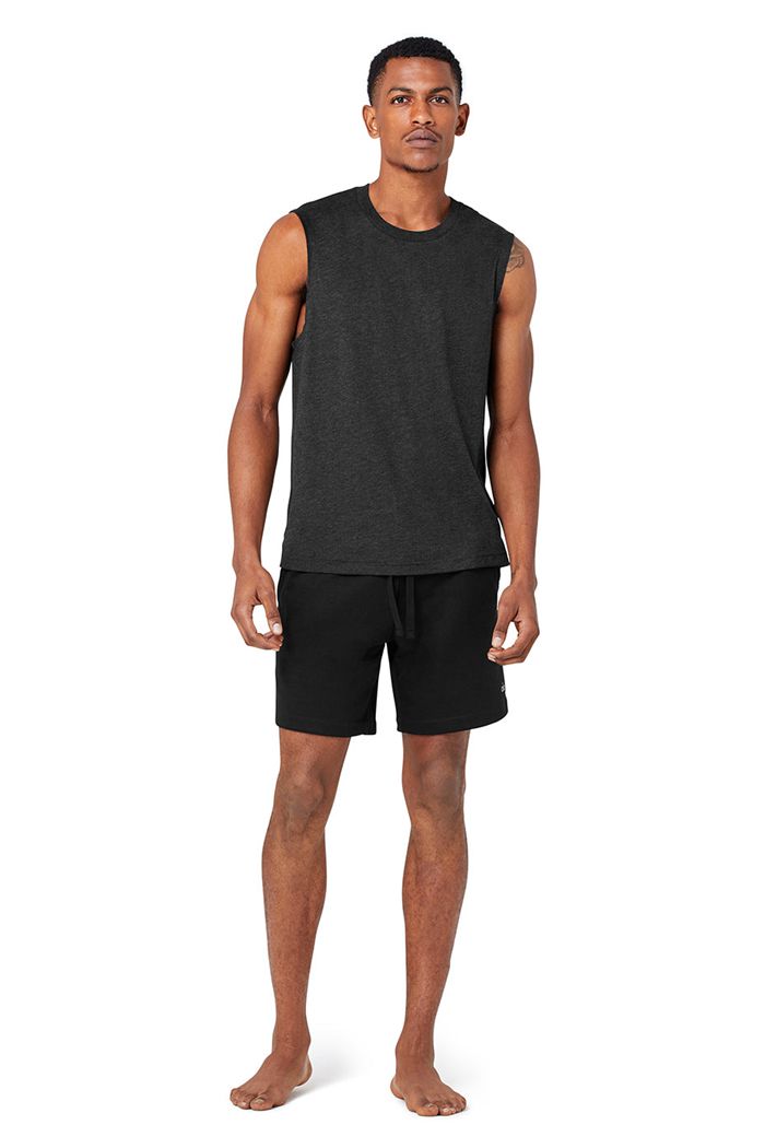 Black Alo Yoga The Triumph Muscle Men's Tank Tops | 37452AFEY