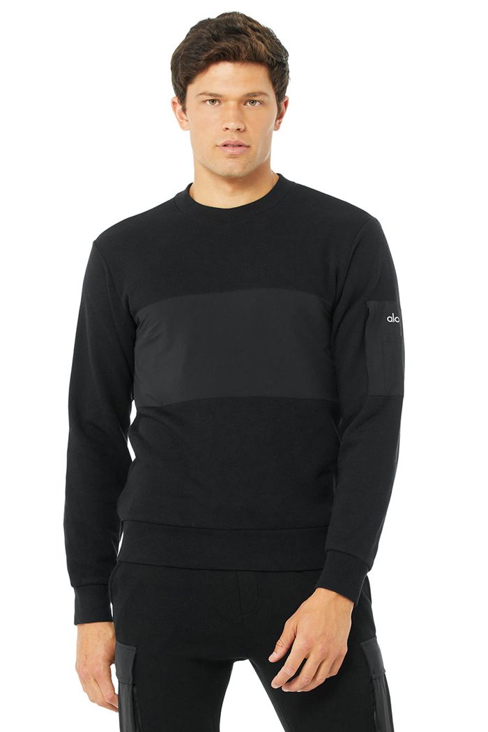 Black Alo Yoga Traverse Men\'s Pullover | 64079NQDW