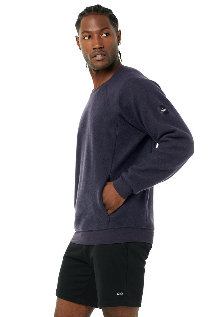 Black Alo Yoga Triumph Crew Neck Sweatshirt Men's Long Sleeve | 46890ZPMF