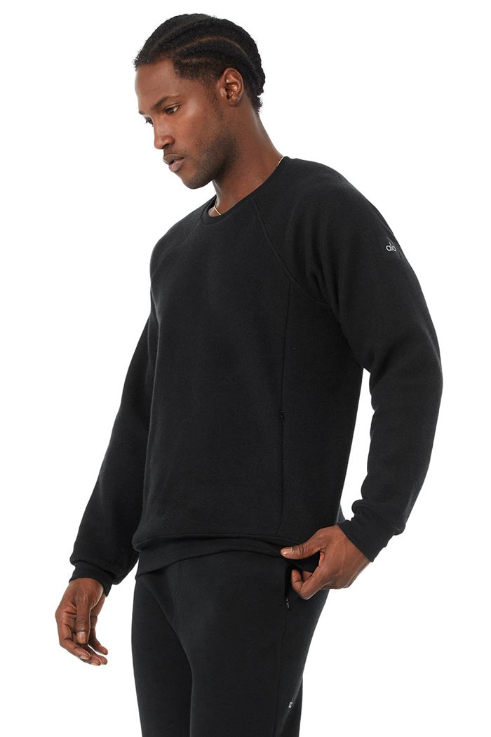 Black Alo Yoga Triumph Crew Neck Sweatshirt Men's Long Sleeve | 68951HOMQ