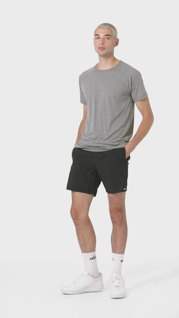 Black Alo Yoga Triumph Crew Neck Tee Men's Short Sleeve | 14093QXCS