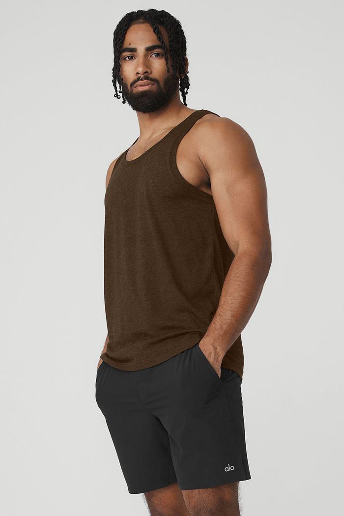 Black Alo Yoga Triumph Men\'s Vest | 05347VMEY