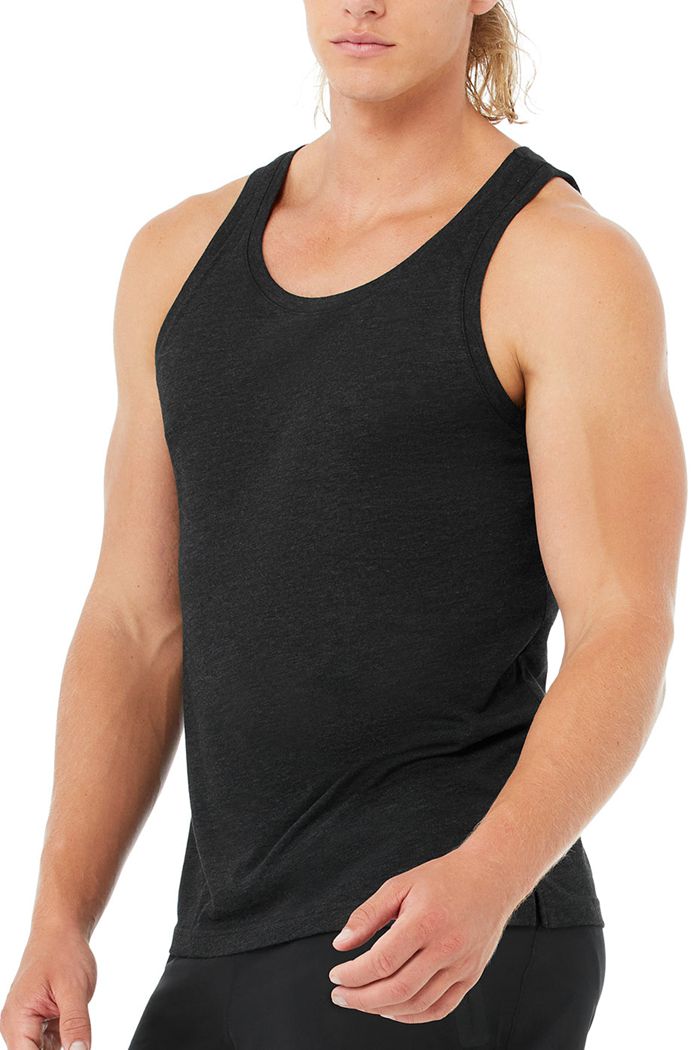 Black Alo Yoga Triumph Men's Vest | 92564HTIF