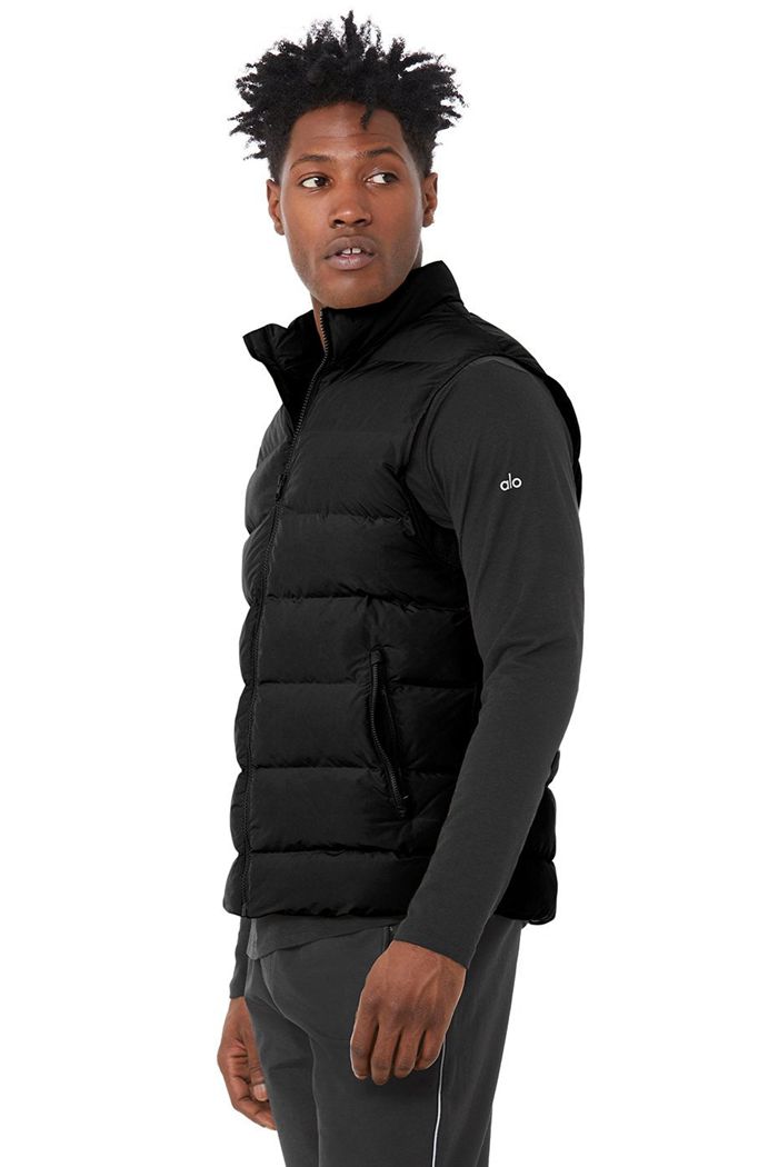 Black Alo Yoga Vail Puffer Men's Jackets | 03217DSXM