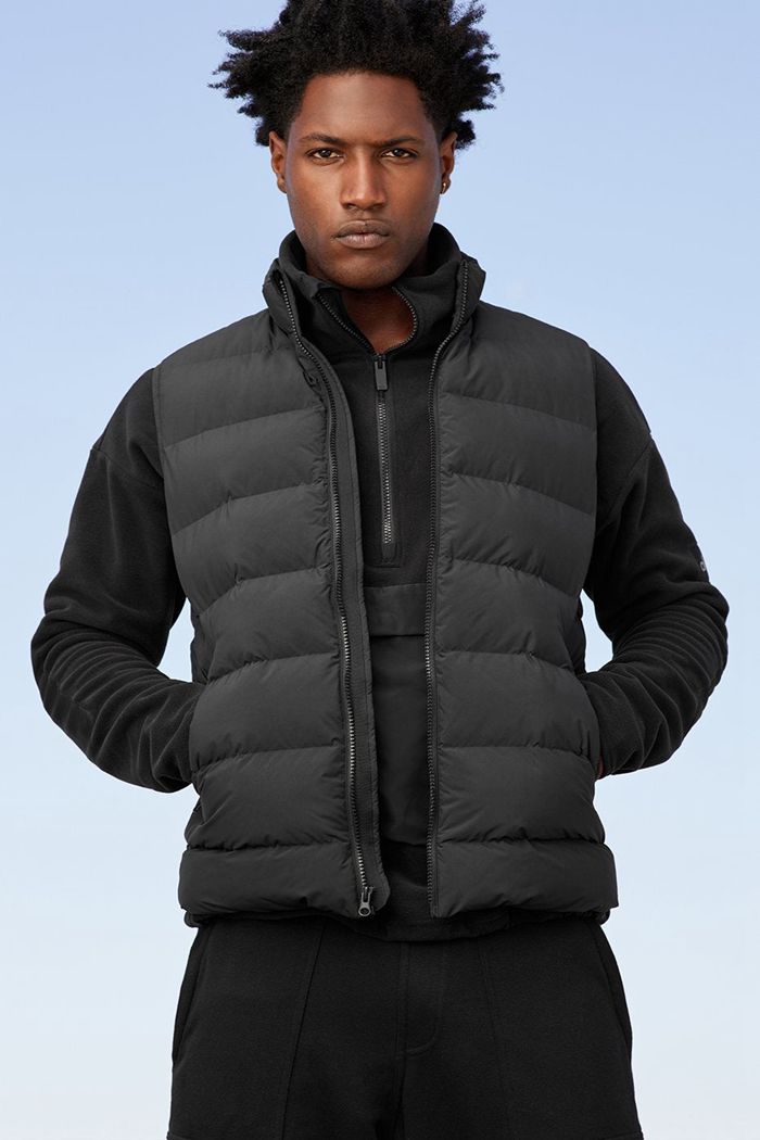 Black Alo Yoga Vail Puffer Men's Jackets | 03217DSXM