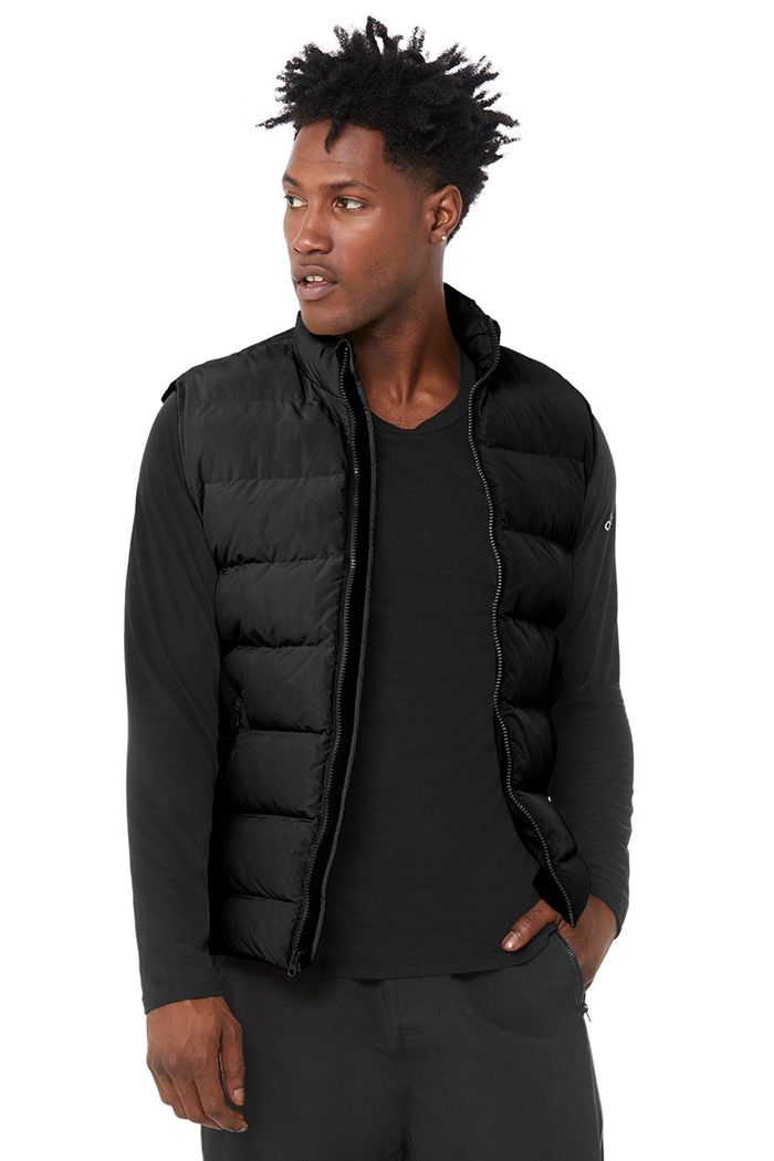 Black Alo Yoga Vail Puffer Men\'s Jackets | 03217DSXM