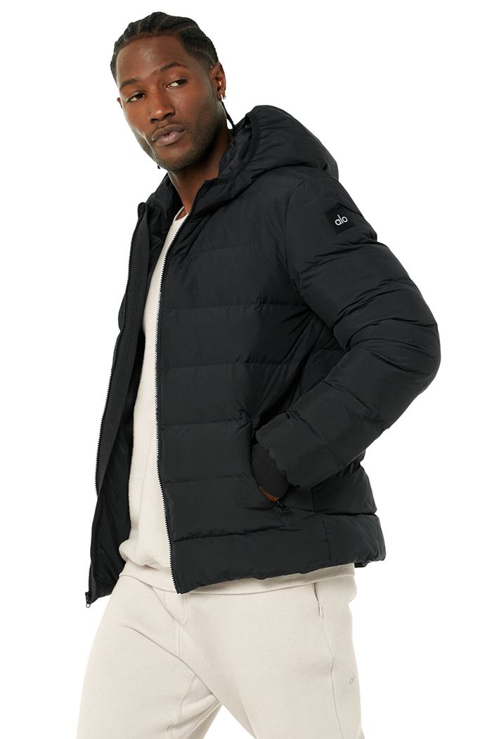 Black Alo Yoga Vail Puffer Men's Jackets | 12367BQLD