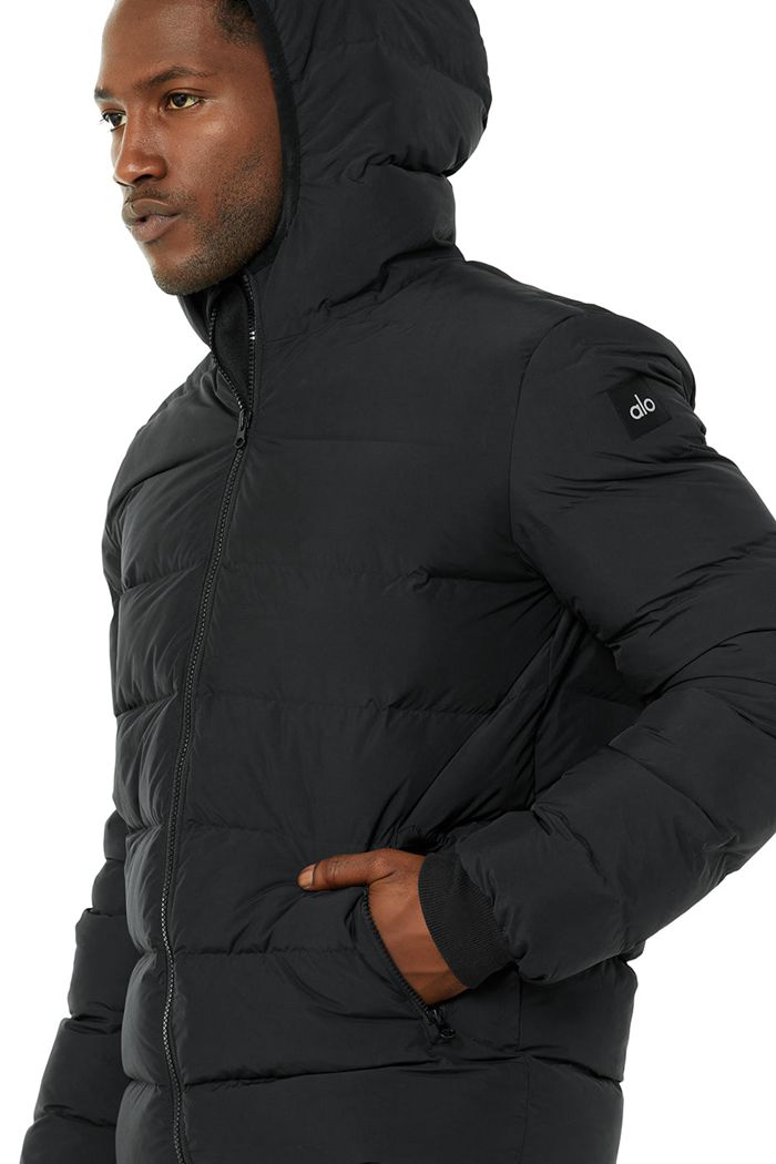 Black Alo Yoga Vail Puffer Men's Jackets | 12367BQLD