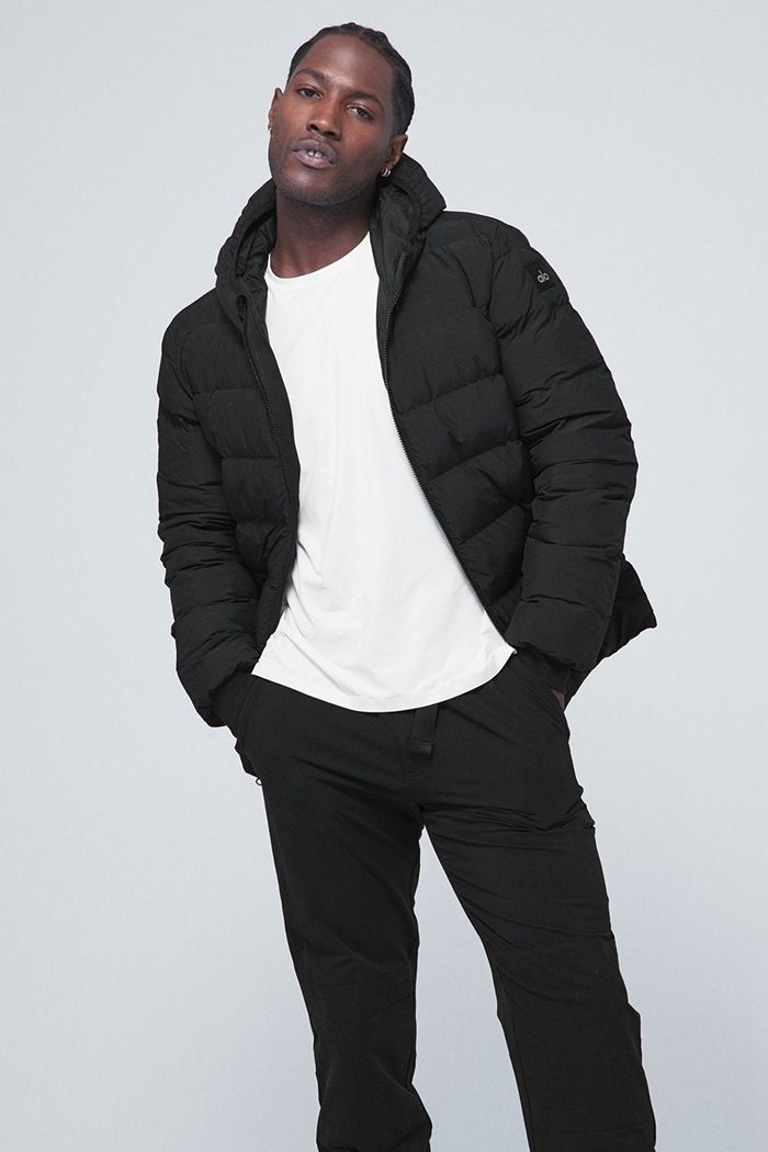 Black Alo Yoga Vail Puffer Men's Jackets | 12367BQLD