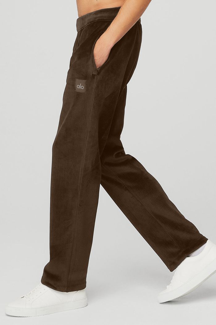 Black Alo Yoga Velour Baller Men's Pants | 08475KNTW