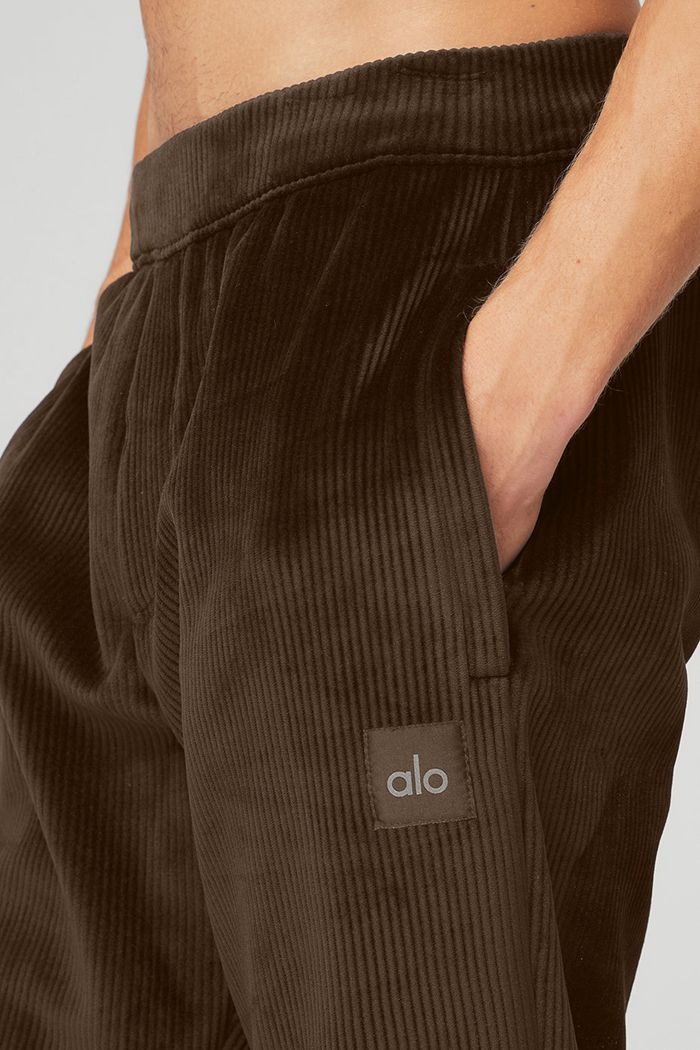 Black Alo Yoga Velour Baller Men's Pants | 08475KNTW