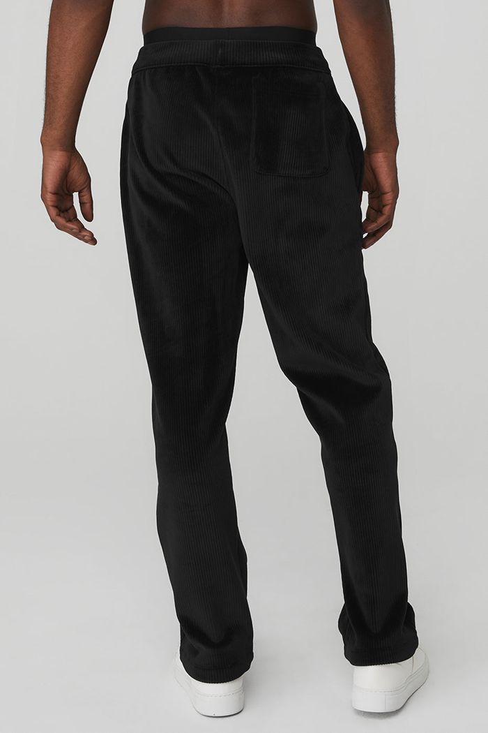 Black Alo Yoga Velour Baller Men's Pants | 71683RPWK