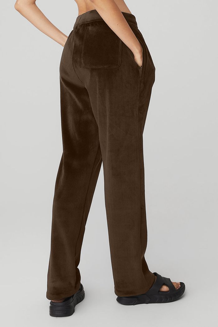 Black Alo Yoga Velour Baller Women's Pants | 29405LGCQ