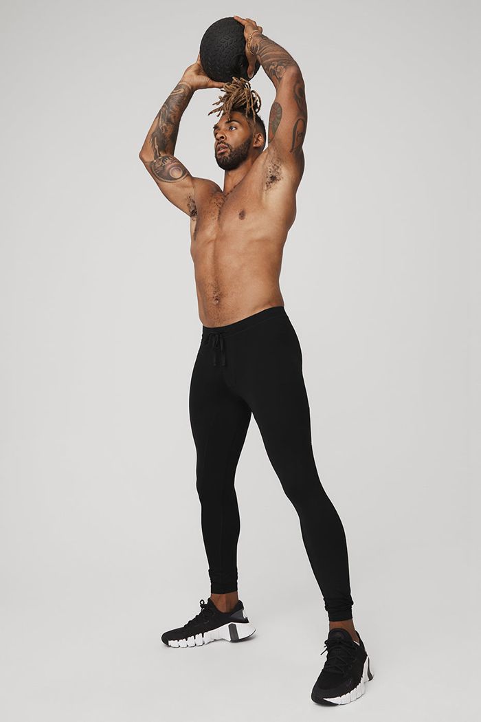 Black Alo Yoga Warrior Compression Men's Pants | 52896XZUF