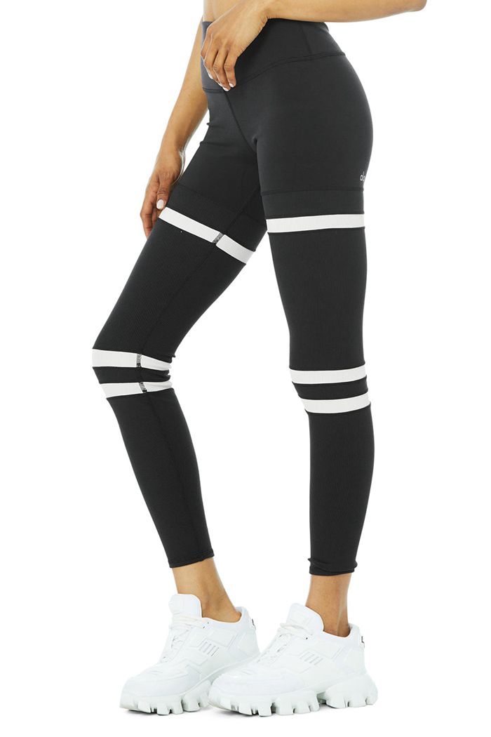 Black Beige Alo Yoga High-Waist Legit Women's Leggings | 37019ZHQJ