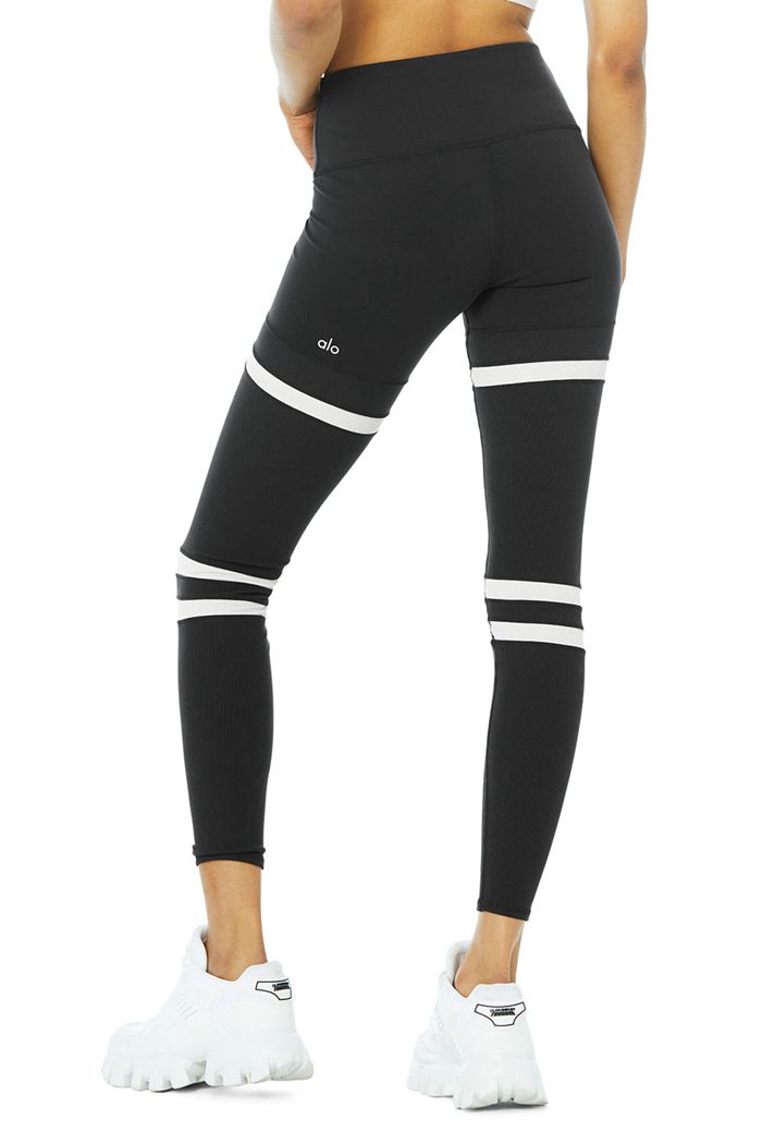 Black Beige Alo Yoga High-Waist Legit Women's Leggings | 37019ZHQJ