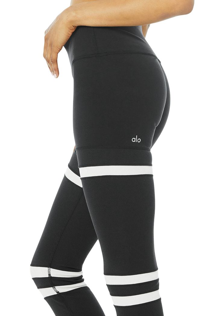 Black Beige Alo Yoga High-Waist Legit Women's Leggings | 37019ZHQJ