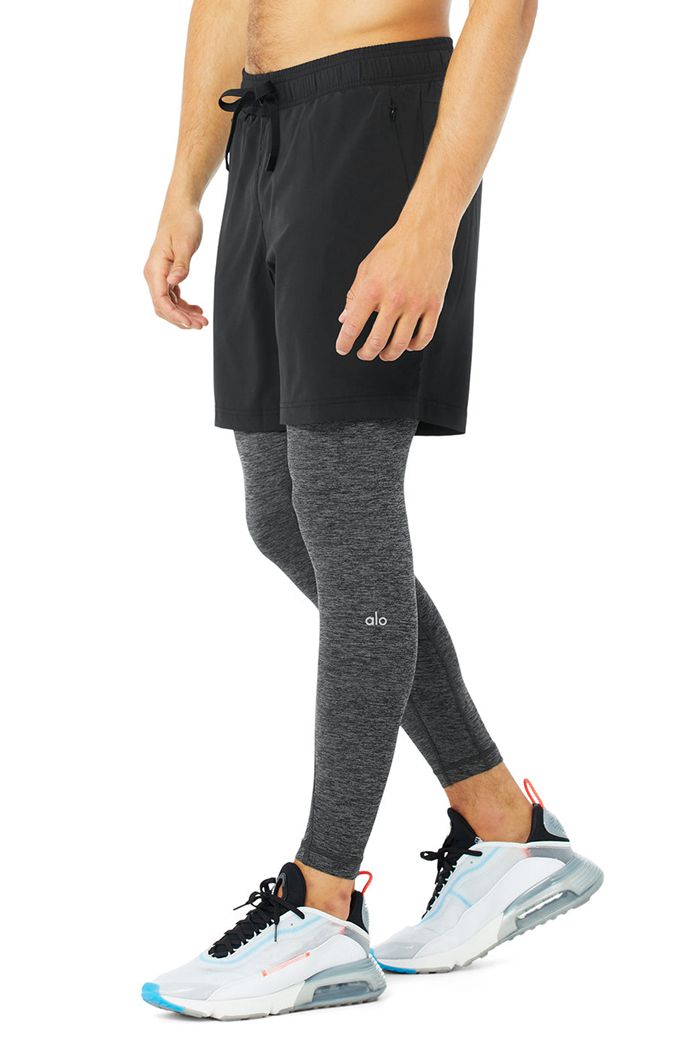 Black Grey Alo Yoga Stability 2-In-1 Men's Pants | 54309RGHD