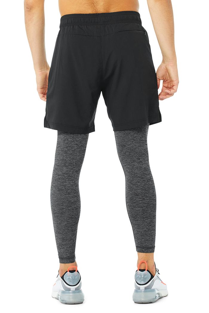 Black Grey Alo Yoga Stability 2-In-1 Men's Pants | 54309RGHD