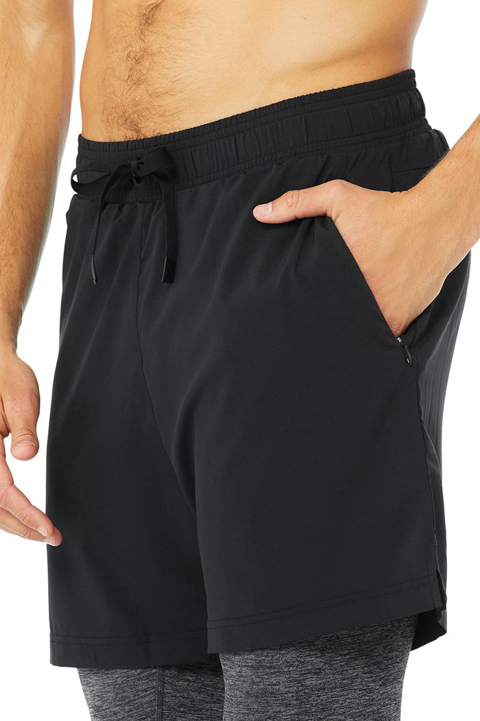 Black Grey Alo Yoga Stability 2-In-1 Men's Pants | 54309RGHD