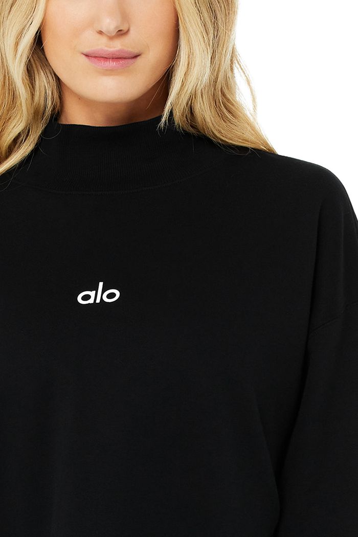 Black White Alo Yoga Graphic Refresh Women's Pullover | 18435VDHW