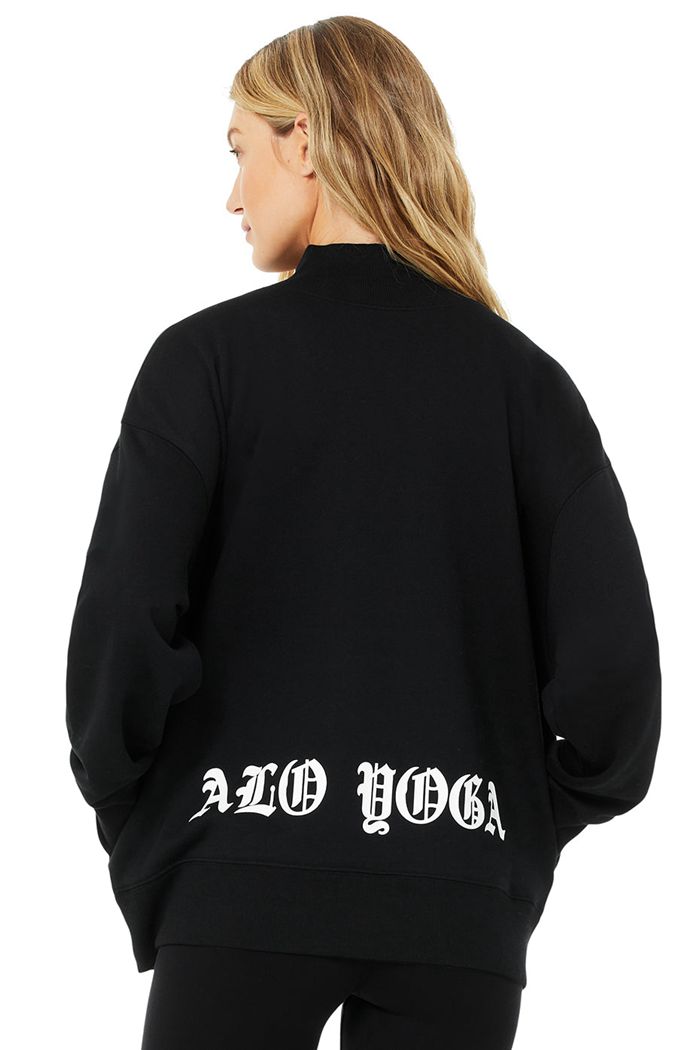 Black White Alo Yoga Graphic Refresh Women\'s Pullover | 18435VDHW