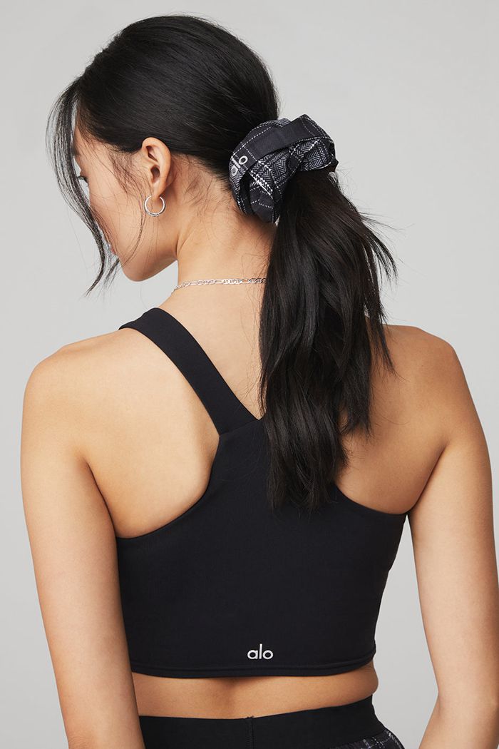 Black White Alo Yoga Legacy Plaid Oversized Women's Scrunchie | 30769WQFE