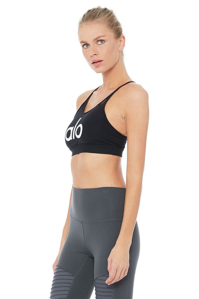 Black White Alo Yoga Starlet Women's Bras | 27309IXPE