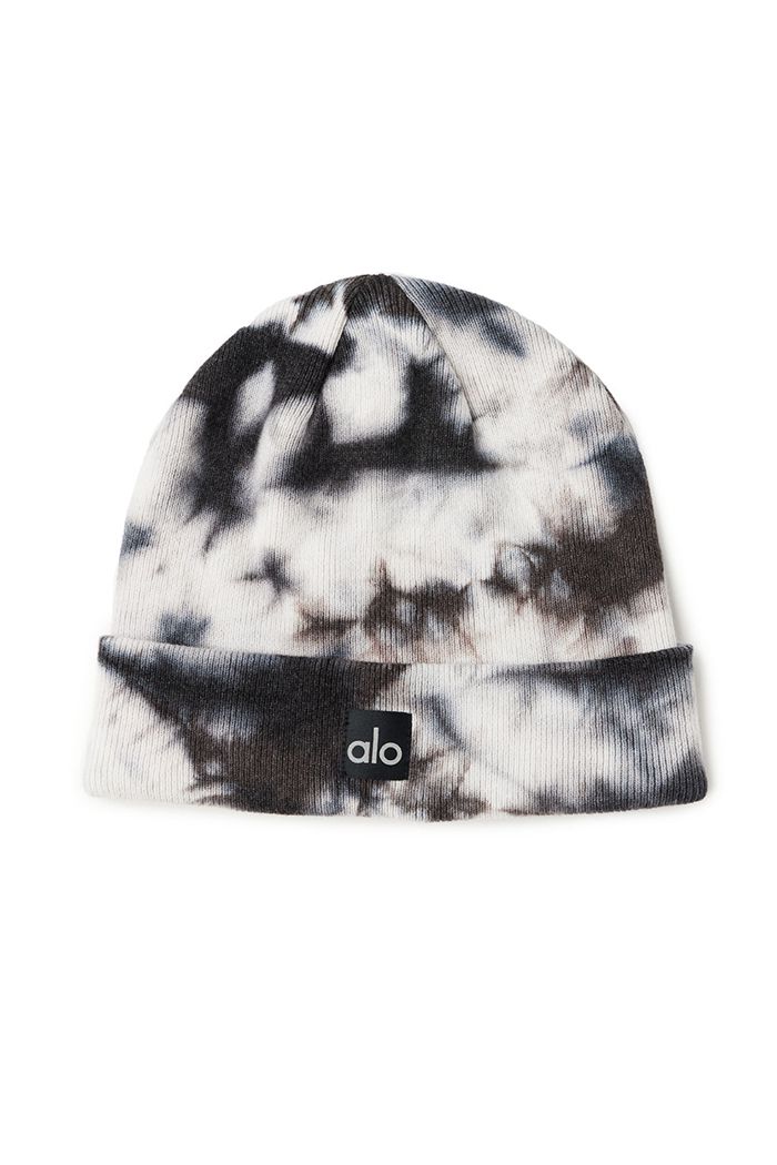 Black White Alo Yoga Tie-Dye Women\'s Beanie | 09653YLGP