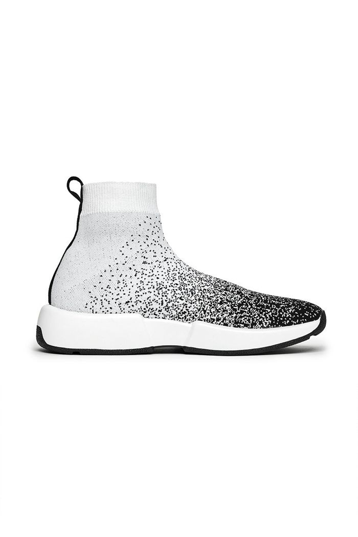 Blak White Alo Yoga Velocity Knit Sneaker Women's Shoes | 23851RVOP