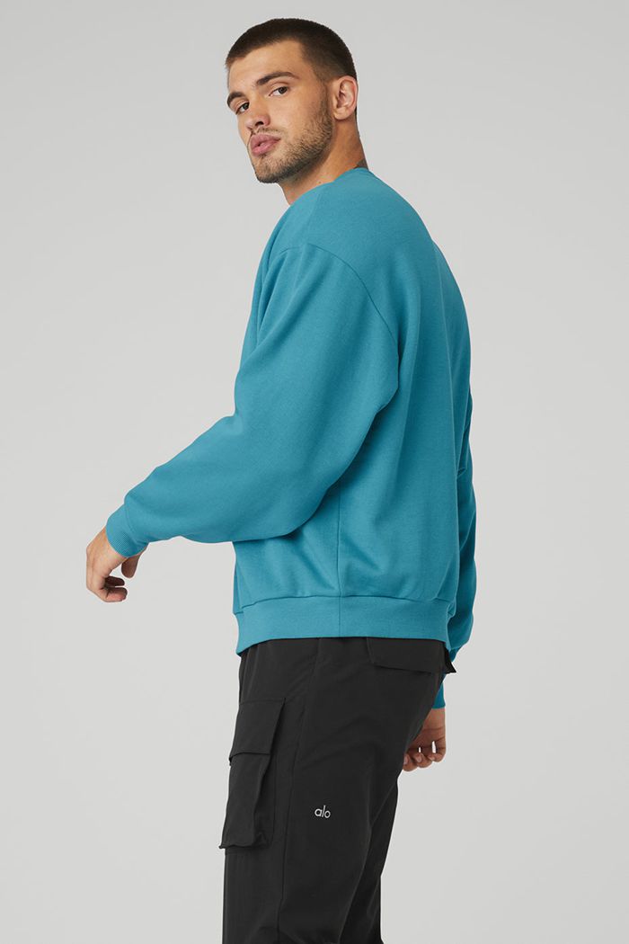 Blue Alo Yoga Accolade Crew Neck Men's Pullover | 61492TJBS