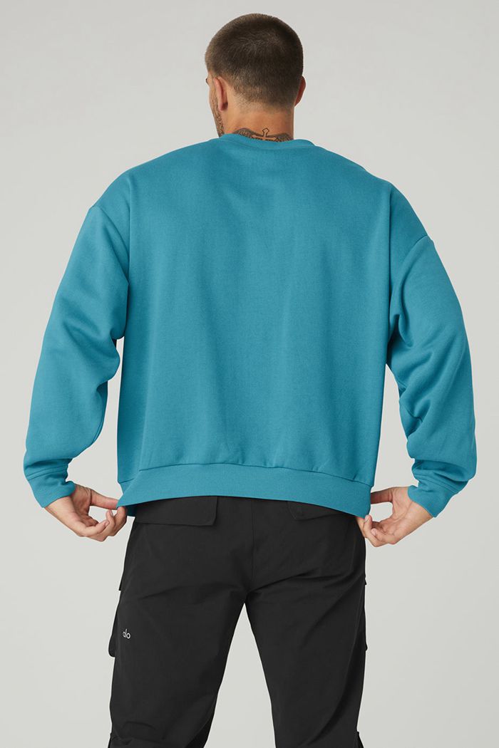 Blue Alo Yoga Accolade Crew Neck Men's Pullover | 61492TJBS