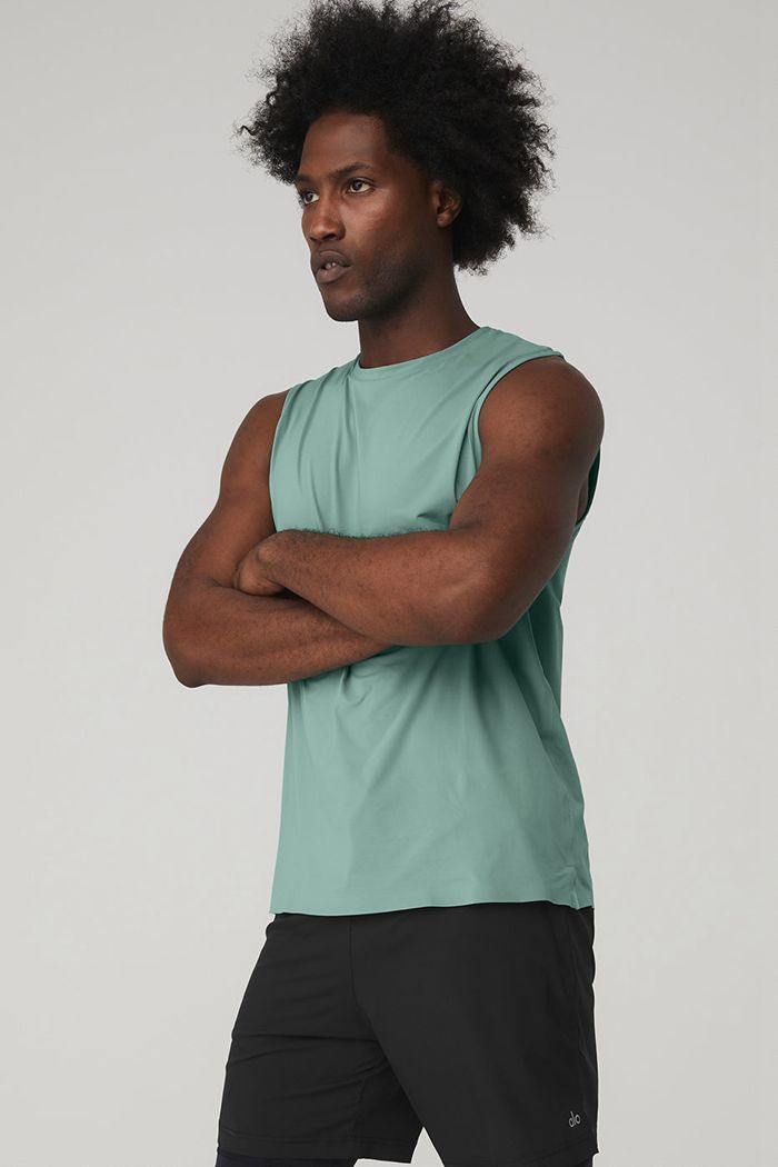 Blue Alo Yoga Idol Performance Men's Tank Tops | 05629GCXL