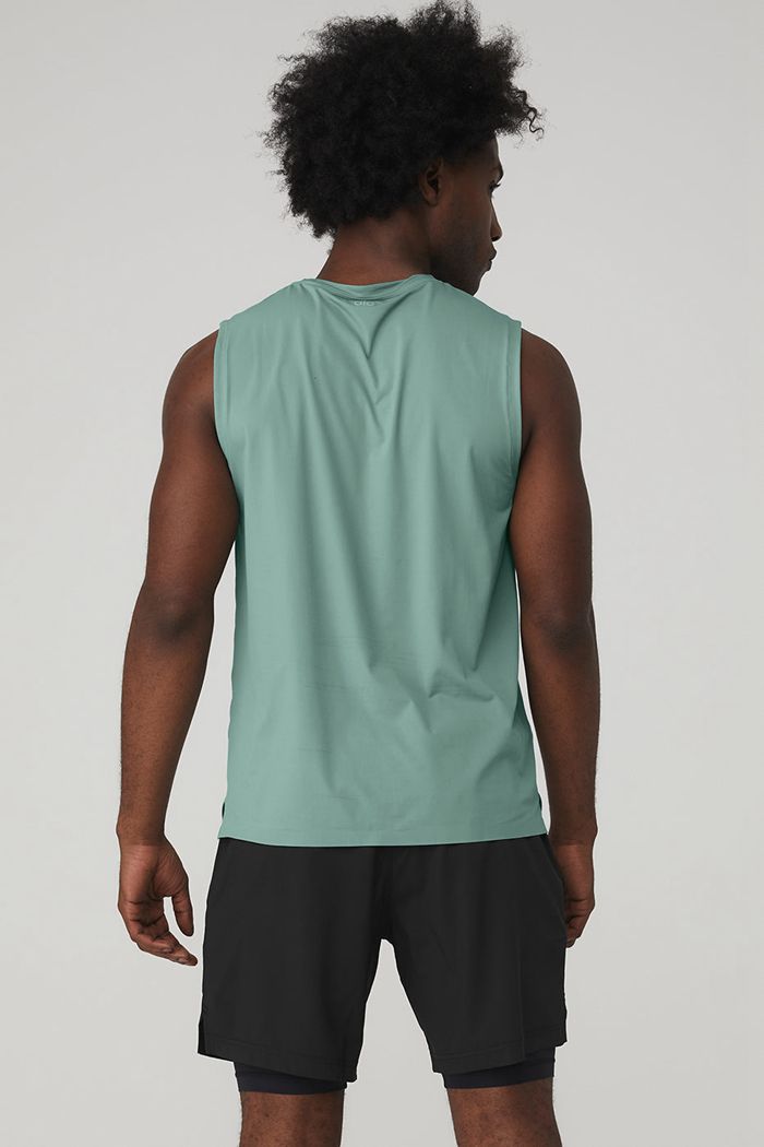 Blue Alo Yoga Idol Performance Men's Tank Tops | 05629GCXL