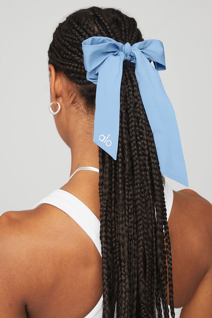 Blue Alo Yoga Love Knots Tie Women's Scrunchie | 45802ZSUK