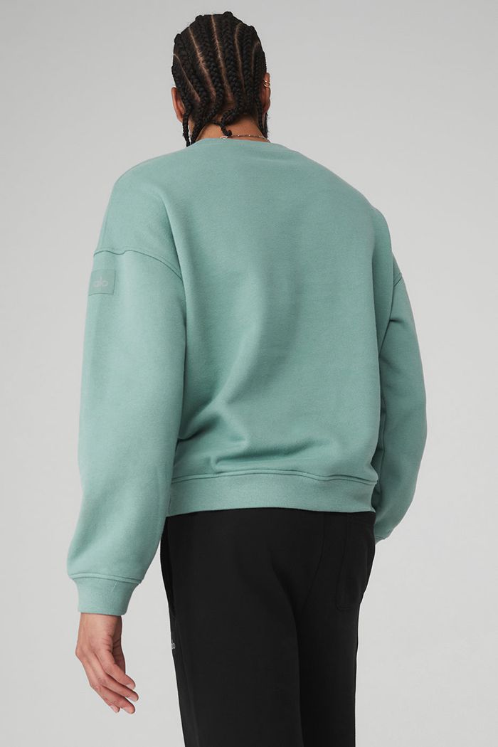 Blue Alo Yoga Renown Crew Neck Men's Pullover | 45028BTIK