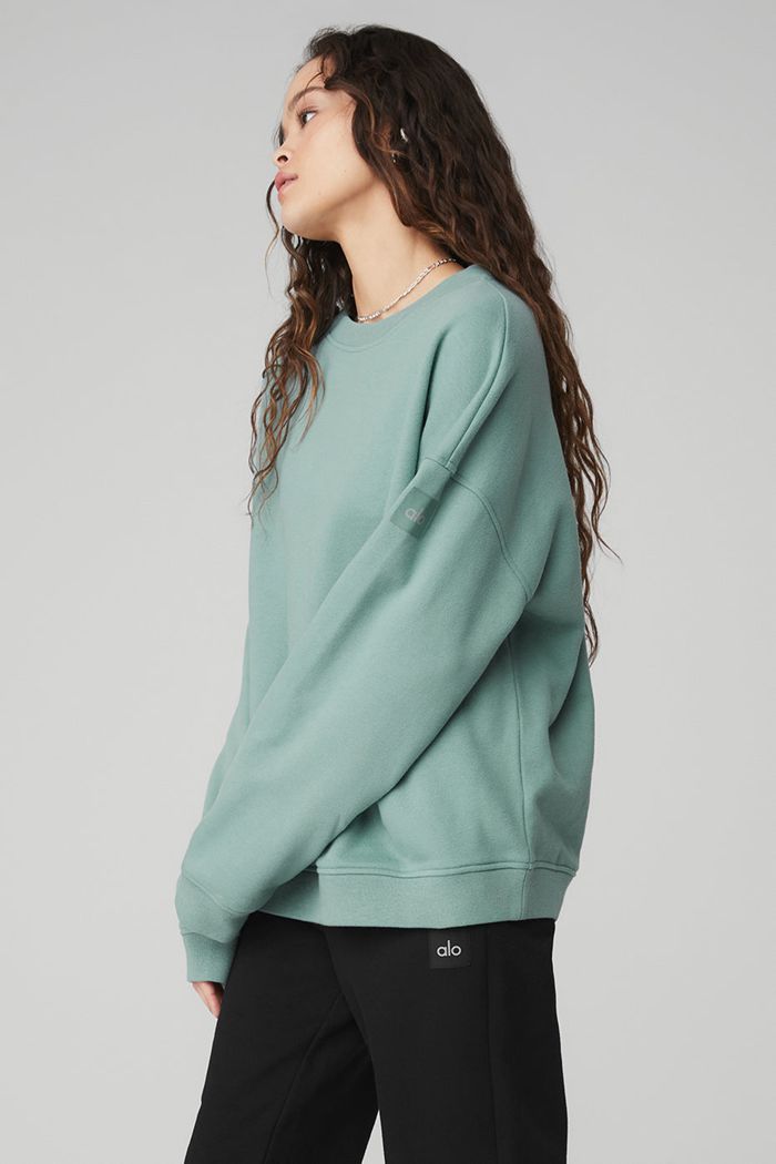 Blue Alo Yoga Renown Crew Neck Women's Pullover | 90258PCYE