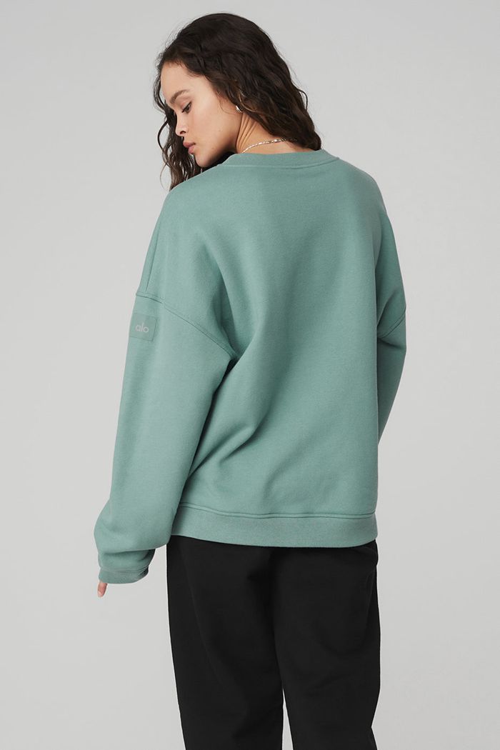 Blue Alo Yoga Renown Crew Neck Women's Pullover | 90258PCYE