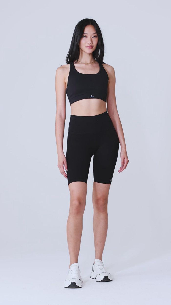 Blue Alo Yoga Seamless High-Waist Ribbed Biker Women's Short | 27491DKZM