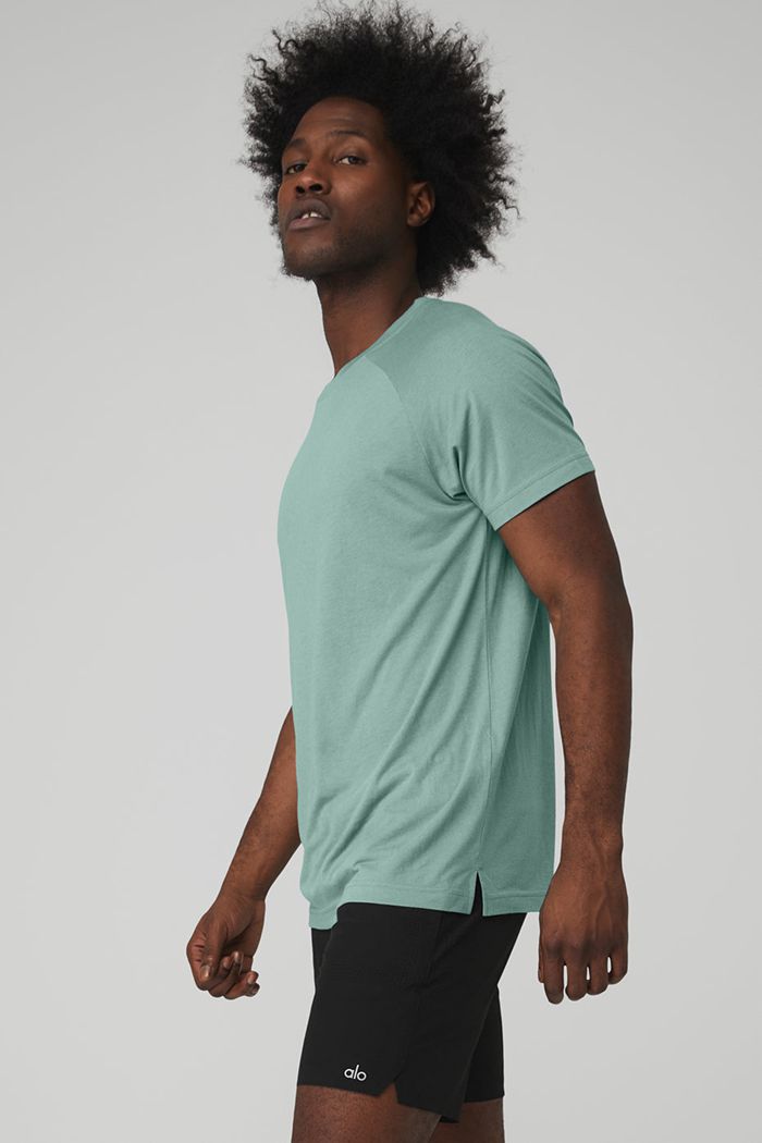 Blue Alo Yoga The Triumph Crew Neck Tee Men's Short Sleeve | 34691UNHZ