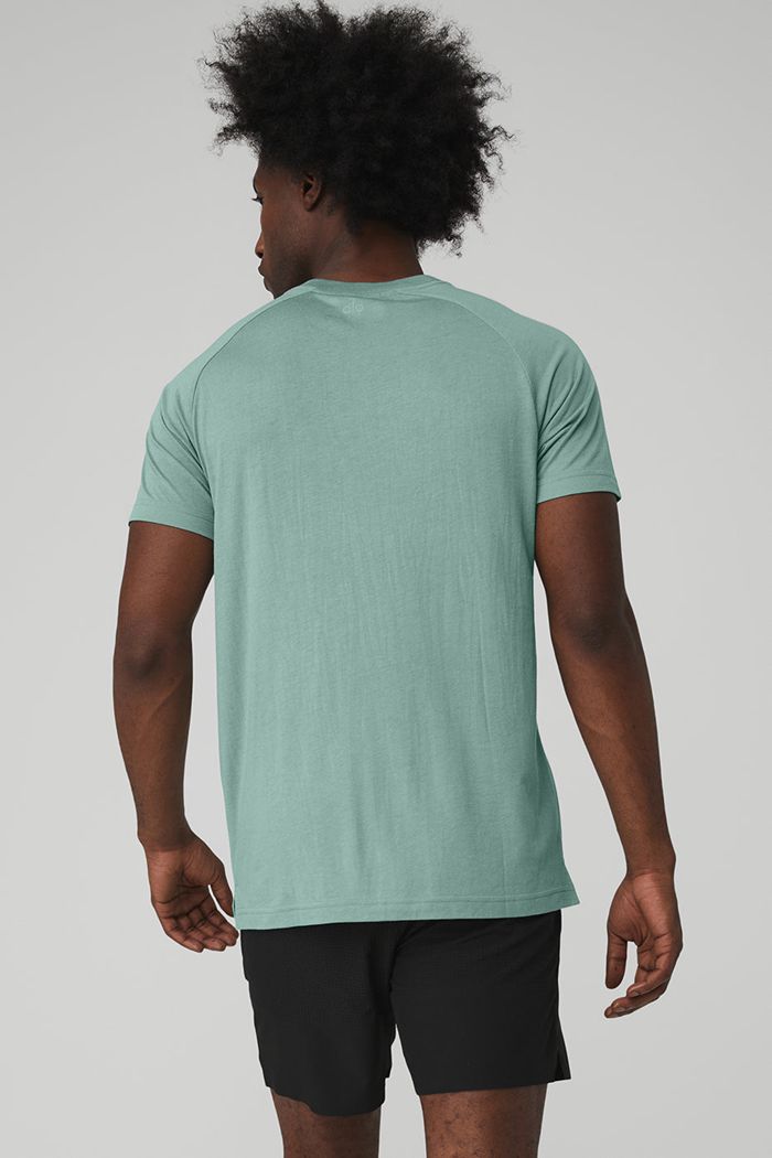 Blue Alo Yoga The Triumph Crew Neck Tee Men's Short Sleeve | 34691UNHZ