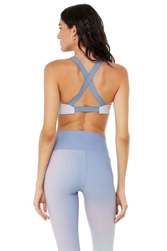 Blue Alo Yoga Vapor Gradient Dusk Take Charge Women's Bras | 14057CZSA