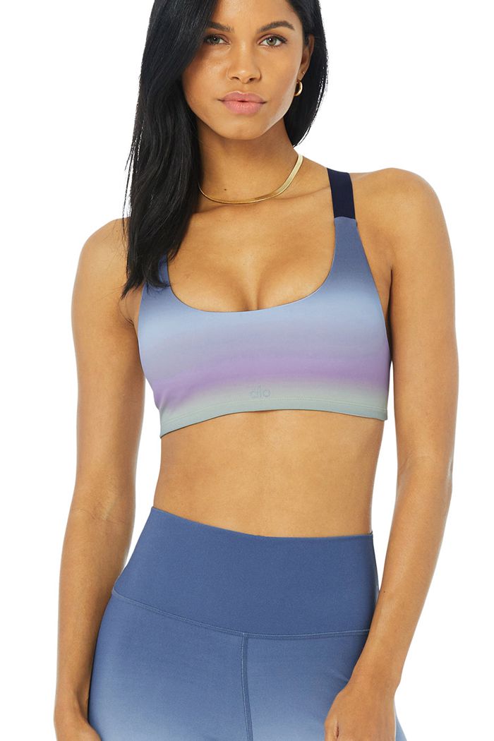 Blue Alo Yoga Vapor Gradient Dusk Take Charge Women's Bras | 82961CFGY