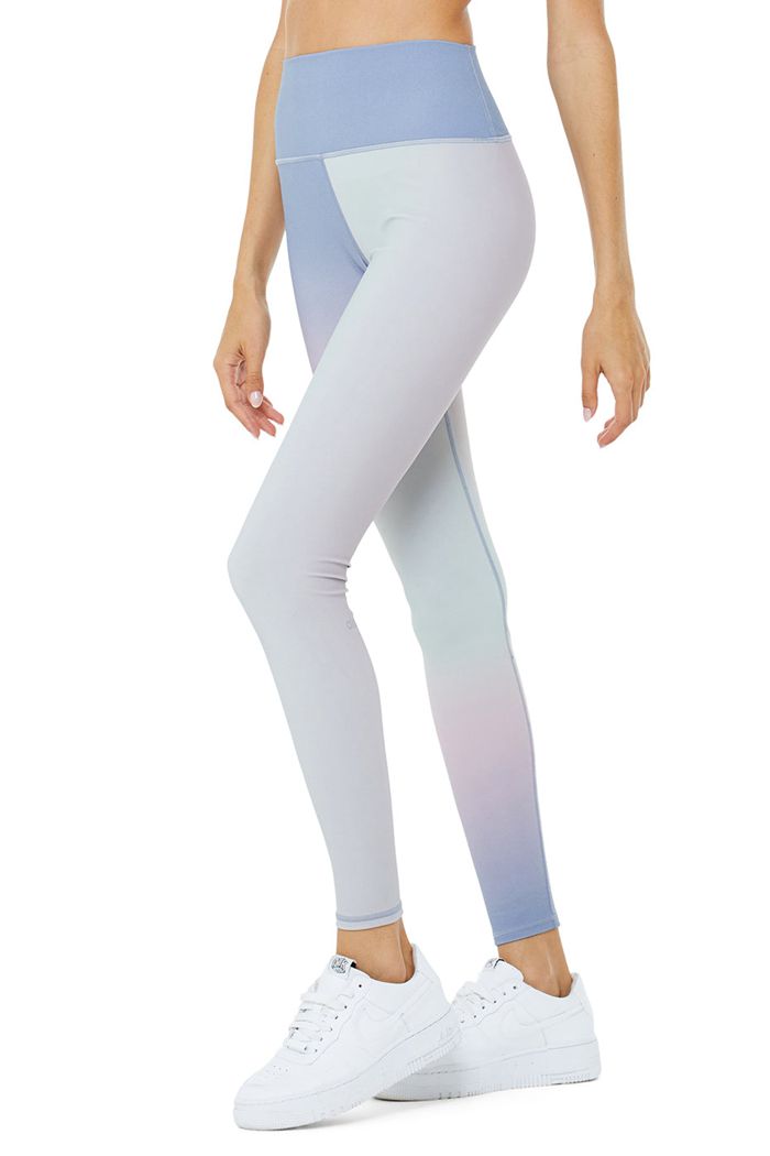 Blue Alo Yoga Vapor High-Waist Gradient Dusk Women's Leggings | 15068MCEU