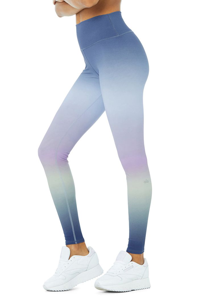 Blue Alo Yoga Vapor High-Waist Gradient Dusk Women's Leggings | 25847HUJW