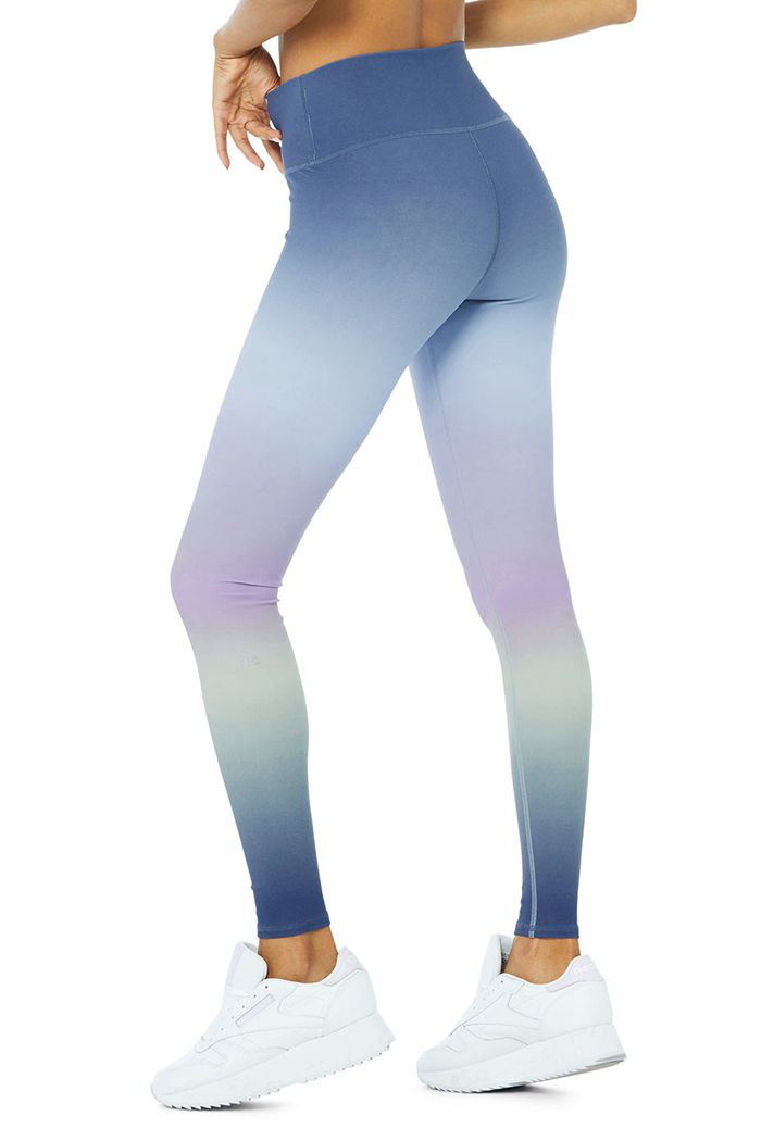 Blue Alo Yoga Vapor High-Waist Gradient Dusk Women's Leggings | 25847HUJW