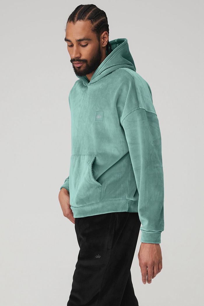 Blue Alo Yoga Velour Baller Men's Hoodie | 76512CQRM