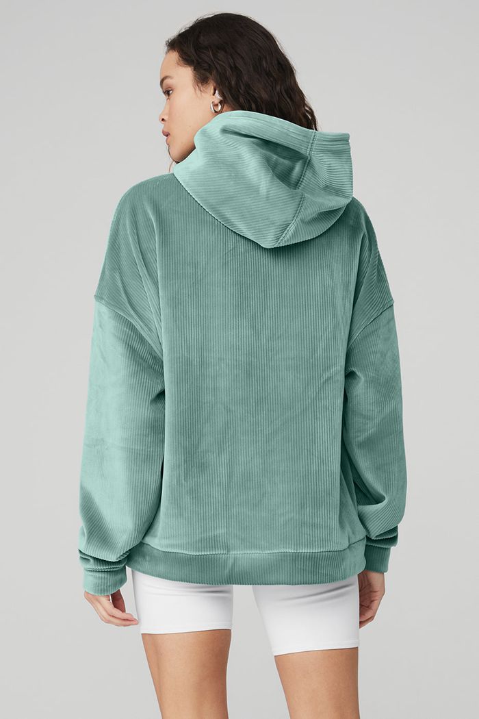 Blue Alo Yoga Velour Baller Women's Hoodie | 71639LUIF