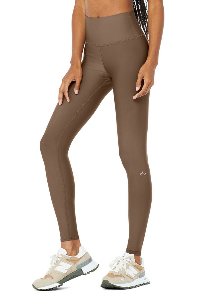 Brown Alo Yoga 7/8 High-Waist Airlift Women's Leggings | 28649ZEWC